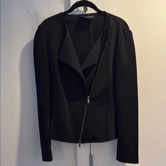 Emporio Armani Sleek Black Zip Blazer Jacket - 4 - Black - Picture 2 of 3